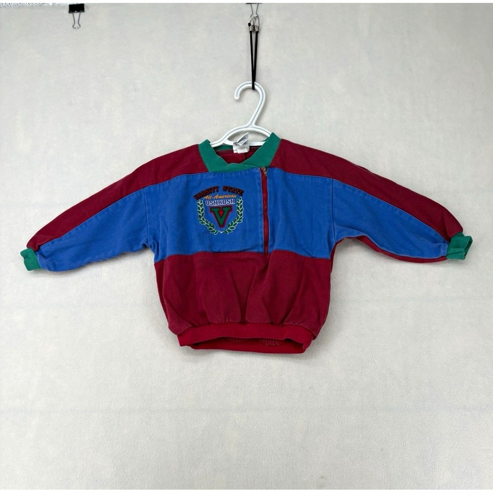 OshKosh Colorblock 1/4 Zip Pullover Sweatshirt Cotton Varsity Red Boy's 4